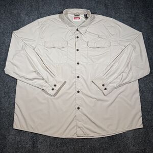 Wrangler Premium Quality Long Sleeve Vented Shirt Mens 3XL Tan Hiking Fishing